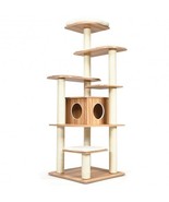 7-Layer Wooden Cat Tree Tall Cat Tower with Sisal Posts and Condo-Natura... - $349.43 CAD