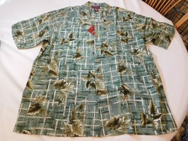 Covington Men&#39;s Short Sleeve Button Up Shirt Size L Plaid Green Leaf M70... - $18.01