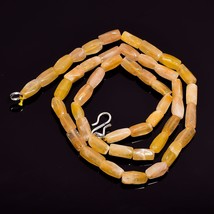 Natural Yellow Aventurine Gemstone Fancy Tube Smooth Beads Necklace 17&quot; UB-3523 - £8.56 GBP