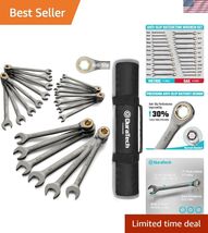 Anti-Slip Ratcheting Wrench Set, Combination Wrench Set, 22-piece, Metri... - $124.13