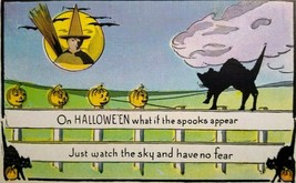 Halloween Postcard Black Cats Witch Appears In Full Moon Metropolitan News 412 - £61.70 GBP