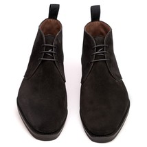Men High Ankle Black Chukka Lace Up Derby Genuine Suede Leather shoes US 7-16 - £125.33 GBP