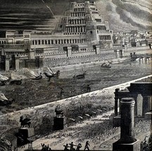 Babylon Taken By Cyrus Engraving c1850 Victorian Christian Religious Art... - $99.99