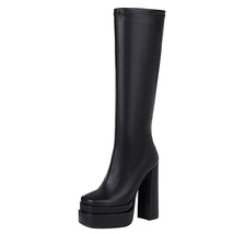 designer women shoes autumn winter chelsea chunky heel female double layer platf - £97.75 GBP