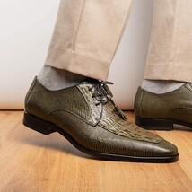 Merida Derby's Shoes Caiman and Lizard Lace Up Olive Green image 11