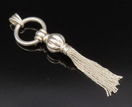 DESIGNER 925 Silver - Vintage Scalloped Bead Ball &amp; Rope Tassel Pendant-... - £127.93 GBP