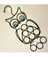 Owl Scarf Hanger Closet Organizer Blue Eyes Black Metal Wall Display Rack - $337.57 MXN