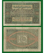 Germany P67, 10 Mark, Reichsbank seal / guilloches 1920 VG-F  - $39.41 MXN