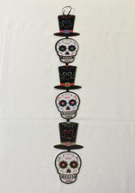 Day of the Dead sugar skull hats wall or door hanging wood glitter Halloween - £4.00 GBP