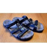 Taos Prize 3 Womens Size 6 Sandals Black Leather 3 Adjustable Straps Medallions - $24.70
