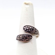 Vintage Sterling Silver Bypass Ring, Adjustable Sterling Silver Wrap wit... - $50.31