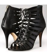 Ivanka Trump Heels Sz 6.5 Mackley Black Leather peep toe booties NEW In BOX - $71.09