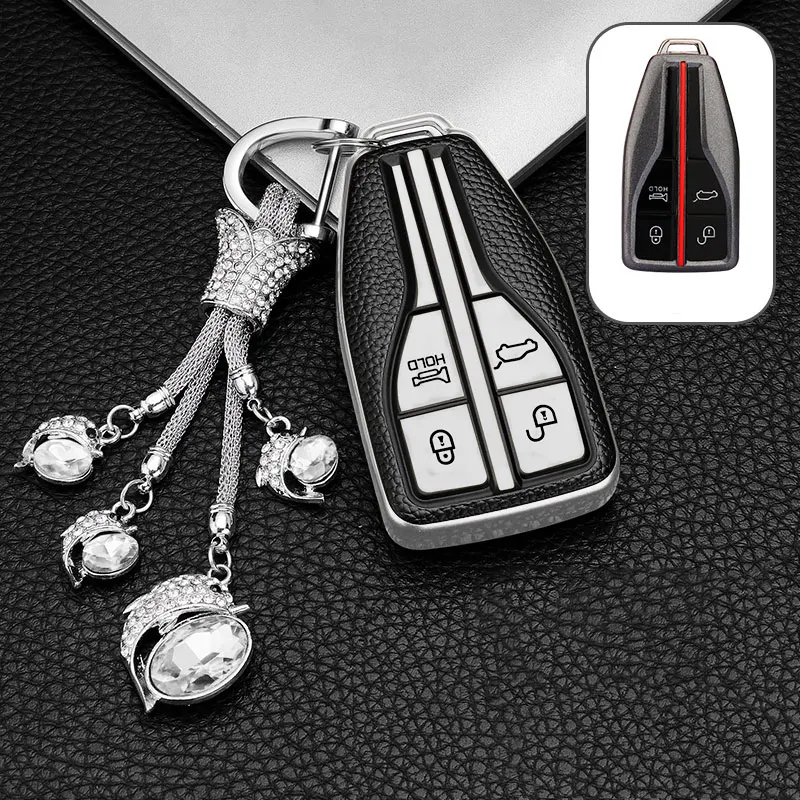 Leather TPU Car Remote Smart 4 Button Key Cover Case Bag Shell Keychain for - £12.86 GBP+