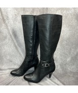 Antonio Melani Neena Boots Womens 7.5 Black Leather Knee High 3&quot; Heel Zi... - $61.05 CAD