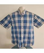 Sonoma Men&#39;s Blue/White Plaid Button Up Short Sleeve Casual Shirt Size: M - $186.07 MXN