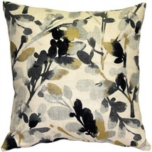 Pillow Decor - Linen Leaf Graphite Gray Throw Pillow 20x20 (PK1-0007-01-20) - £47.15 GBP