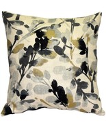 Pillow Decor - Linen Leaf Graphite Gray Throw Pillow 20x20 (PK1-0007-01-20) - £47.37 GBP