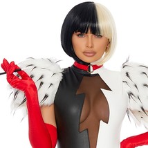 Cruella de Vil Deville Costume Wig Straight Short Bob Bangs Cosplay Part... - £21.01 GBP