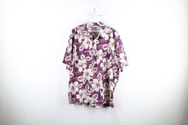 Vtg 90s Reyn Spooner Mens XL Distressed Flower Hawaiian Button Down Polo Shirt - £35.00 GBP