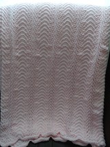 Pink Hand Knitted Crochet Afghan Blanket Coverlet Bedspread - £44.84 GBP