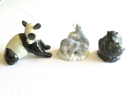 Lot of 3 Bear Figurines Panda Lomonsov Wolf Sculpture Canada Soapstone +... - $15.00