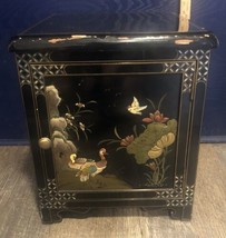 Vintage Oriental  Chinese Large Black Lacquered Cabinet Jewelry Box Hand... - $416.50