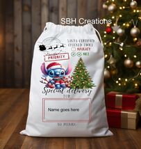 Christmas Santa Stitch Bag Gift Sack Presents Bag | Name on Sack Included - $15.84