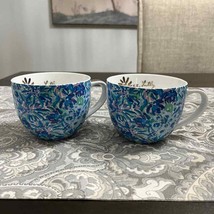 Lilly Pulitzer 12 oz  Coffee Tea Ceramic Mugs Set Of 2 - £23.14 GBP