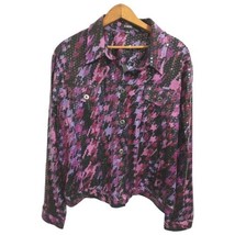 Elementz Allover Sequins Jacket Womens XL Blazer Purple Pink Blingy Button Front - £27.66 GBP
