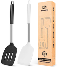 Pack of 2 Silicone Solid Turner,Non Stick Slotted Kitchen Spatulas,High ... - £15.17 GBP