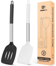 Pack of 2 Silicone Solid Turner,Non Stick Slotted Kitchen Spatulas,High Heat Res - £15.17 GBP