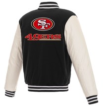 NFL San Francisco 49ers  Reversible Fleece Jacket PVC Sleeves Embroidered Logos - £109.83 GBP