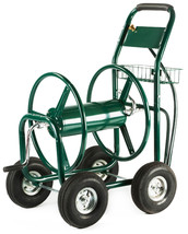 XtremepowerUS Outdoor 300&#39; Hose Reel Cart Capacity Patio Garden w/ Wheels, Green - £175.85 GBP