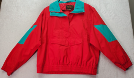 Eddie Bauer Windbreaker Jacket Women Medium Red Gore Tex Quarter Zip Elastic Hem - £22.10 GBP