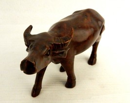 Vintage Hand Carved Wooden Carabao Bull Figurine, Domestic Water Buffalo - £19.54 GBP