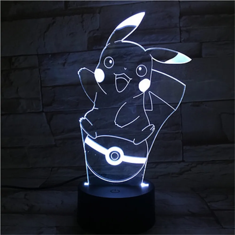 Pokemon Action Figure Model 3D Nightlight LED 7Color Changing Lamp Pikach  - £32.34 GBP