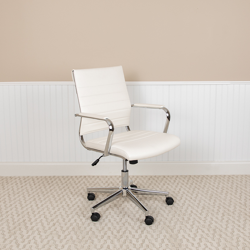 White LeatherSoft Office Chair BT-20595M-1-WH-GG