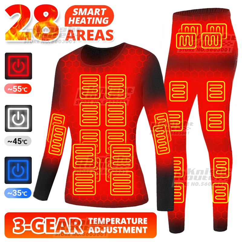 28 Areas Winter Heated Jacket Men Women&#39;s eated Thermal Underwear Fleece USB - £89.94 GBP+