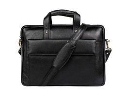 Black Leather Laptop Bag Briefcase – Men’s Business Office Shoulder Bag ... - $78.82