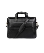 Black Leather Laptop Bag Briefcase – Men’s Business Office Shoulder Bag ... - $78.82