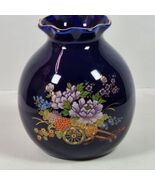 Kutani Cobalt Blue Porcelain Japanese Vase Pot Belly Flowers Wagon 6 Inc... - $408.02 MXN