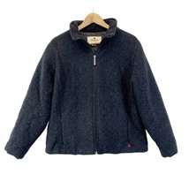 Woolrich Womens L Wool Fleece Jacket Quilted Onyx Heather Black 22707 Cozy - £30.20 GBP