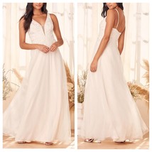 Lulus White/Beige Embroidered Tulle Maxi Dress - $107.91
