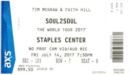Tim Mcgraw Faith Colina Concierto Ticket Stub Julio 14 2017 los Ángeles - £27.56 GBP