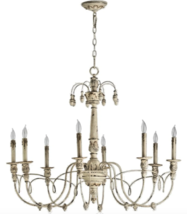Horchow French Farmhouse Aidan Gray STYLE XL Antique White Chandelier 37&quot; Wide - £617.03 GBP