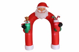 9 Foot Tall Christmas LED Inflatable Santa Teddy Bear Sugar Cane Arch Decoration - $92.99