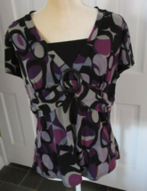 Briggs New York Short Sleeve Multi Color Top Size L - $5.99