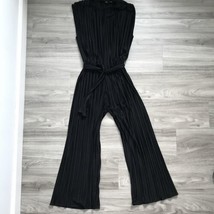 Zara Womens Jumpsuit S Black Sleeveless Pleated Accordion Dressy Wide Le... - $34.20