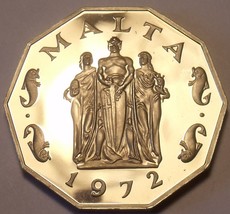 Large Rare Proof Malta 1972 50 Cents~Great Siege Monument~13,000 Minted~Free Shi - £19.38 GBP
