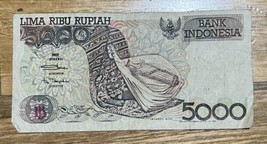 1992 Bank Of Indonesia 5000 Rupiah Circulated Bank Note - $3.55